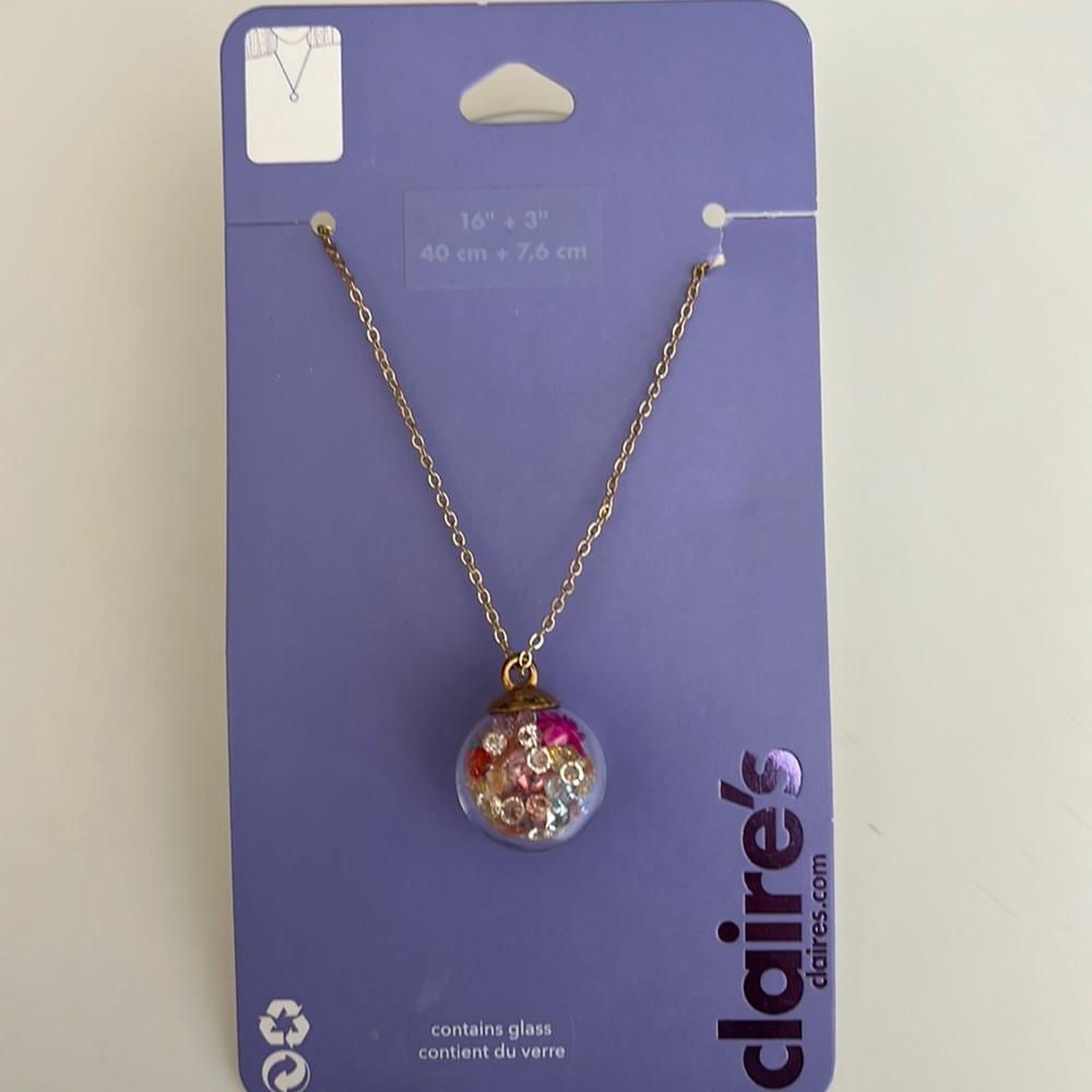 Rainbow colorful confetti glove necklace. Brand new, never worn.